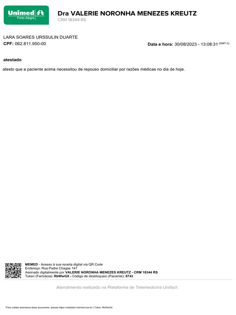 Comprar atestado Unimed
